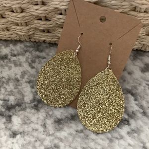 Gold glitter tear drop earring | new | special Occasion jewelry